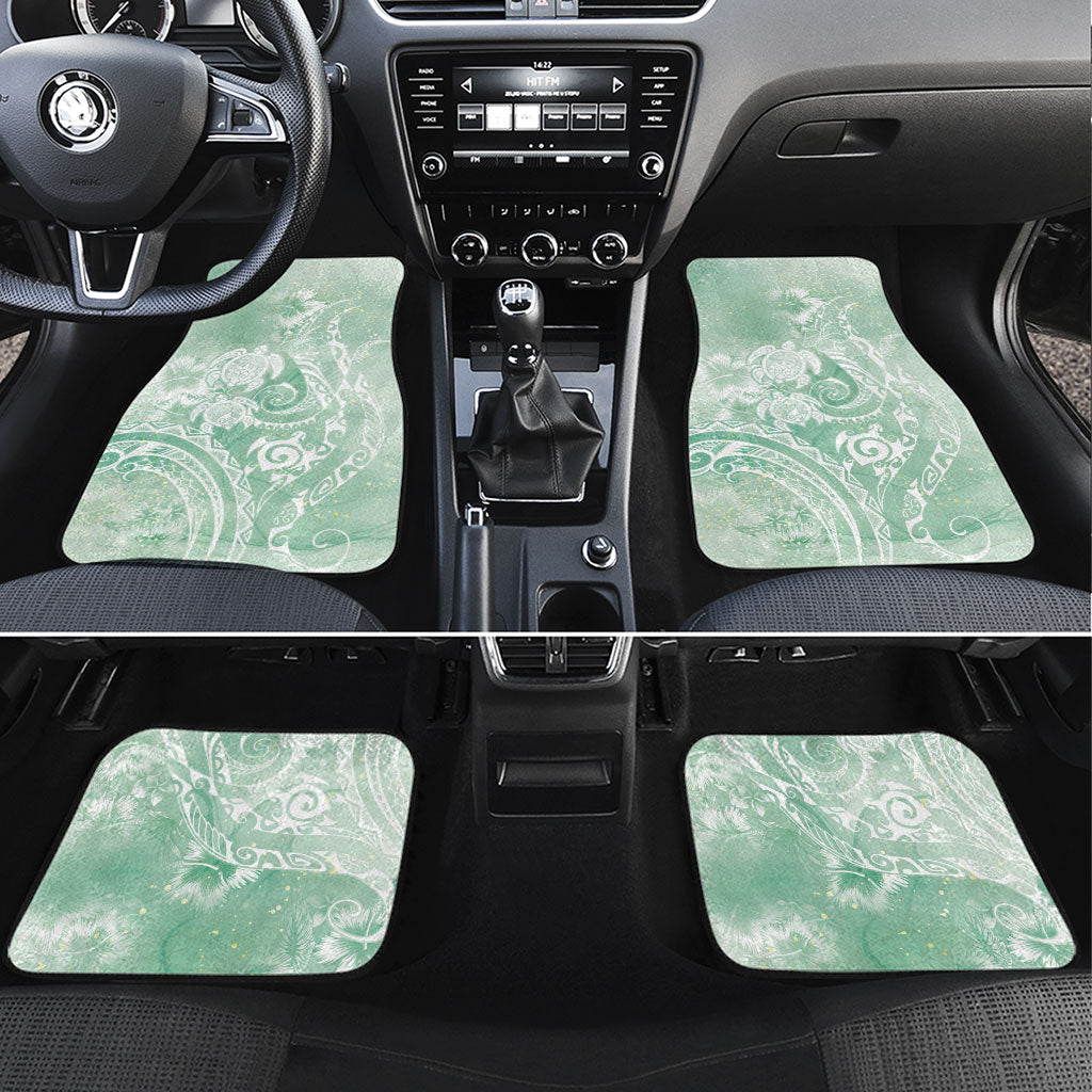Aloha Hawaii Turtles Floral Car Mats Seafoam Marbles Glaze LT7 Set 4pcs Seafoam - Polynesian Pride