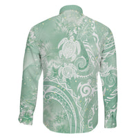 Aloha Hawaii Turtles Floral Family Matching Summer Maxi Dress and Hawaiian Shirt Seafoam Marbles Glaze