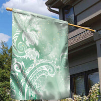 Aloha Hawaii Turtles Floral Garden Flag Seafoam Marbles Glaze