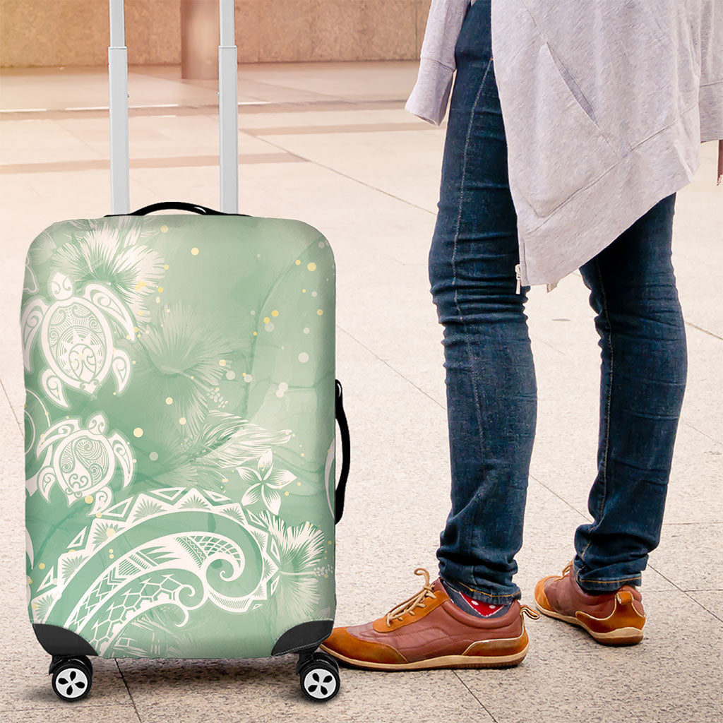 Aloha Hawaii Turtles Floral Luggage Cover Seafoam Marbles Glaze LT7 Seafoam - Polynesian Pride