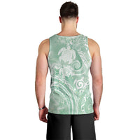 Aloha Hawaii Turtles Floral Men Tank Top Seafoam Marbles Glaze