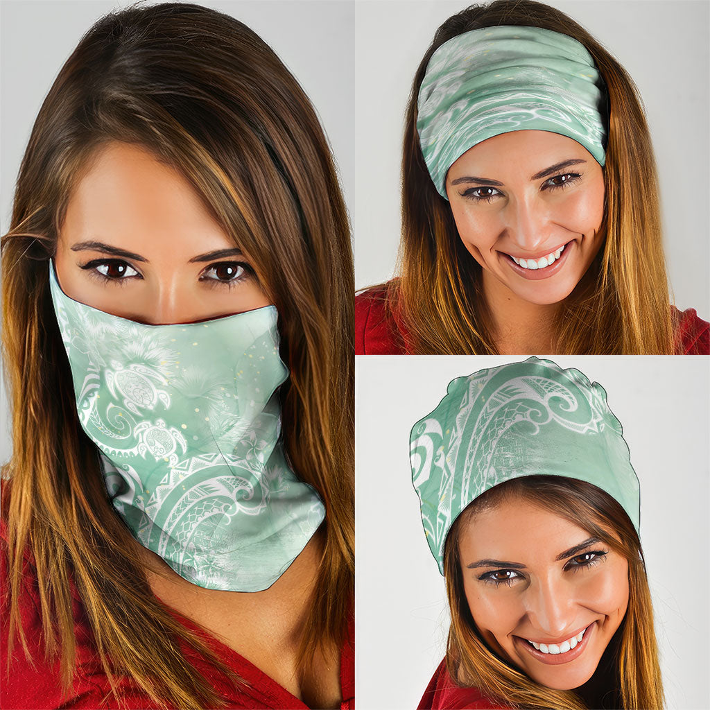 Aloha Hawaii Turtles Floral Neck Gaiter Seafoam Marbles Glaze