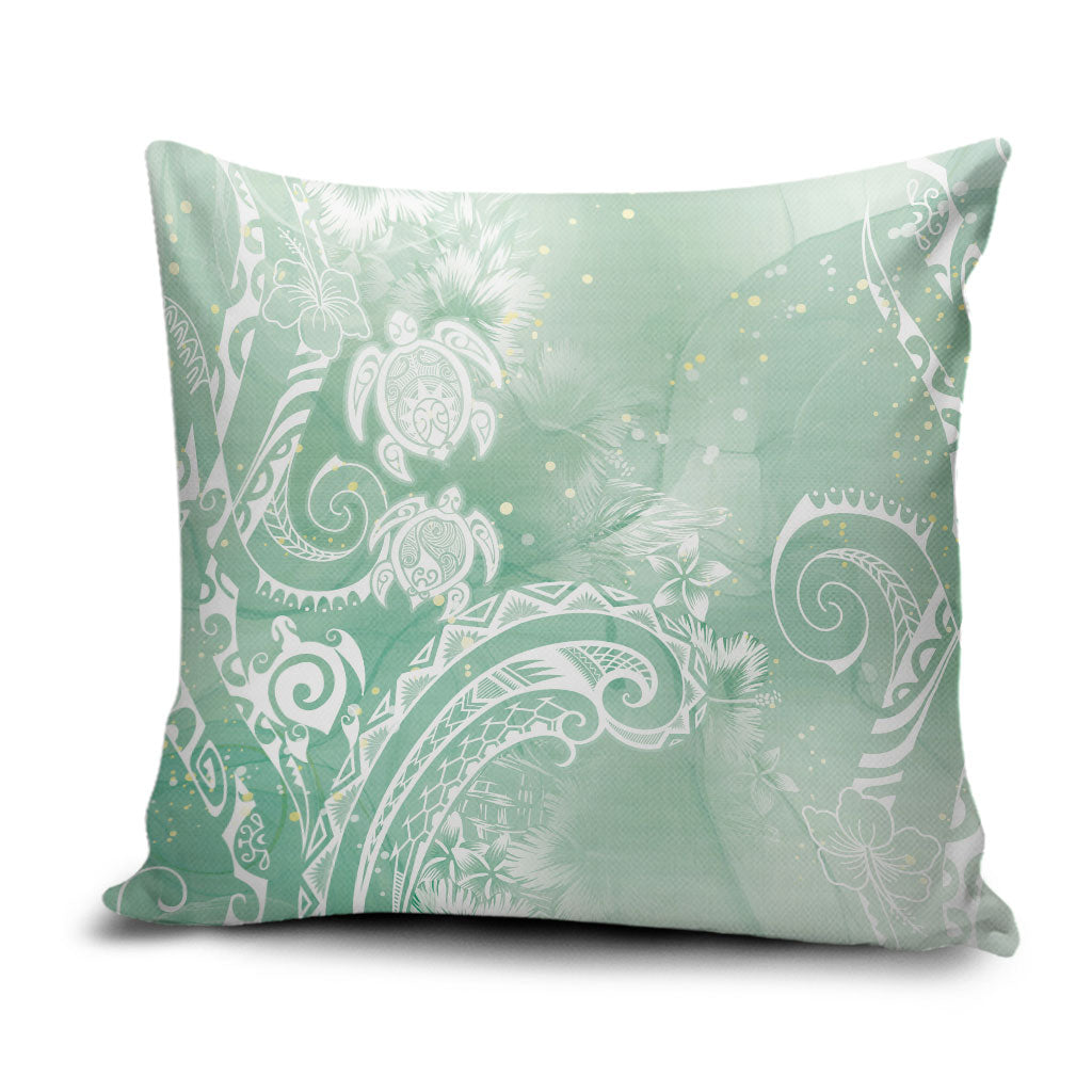 Aloha Hawaii Turtles Floral Pillow Cover Seafoam Marbles Glaze LT7 Seafoam - Polynesian Pride