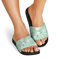 Aloha Hawaii Turtles Floral Slide Sandals Seafoam Marbles Glaze