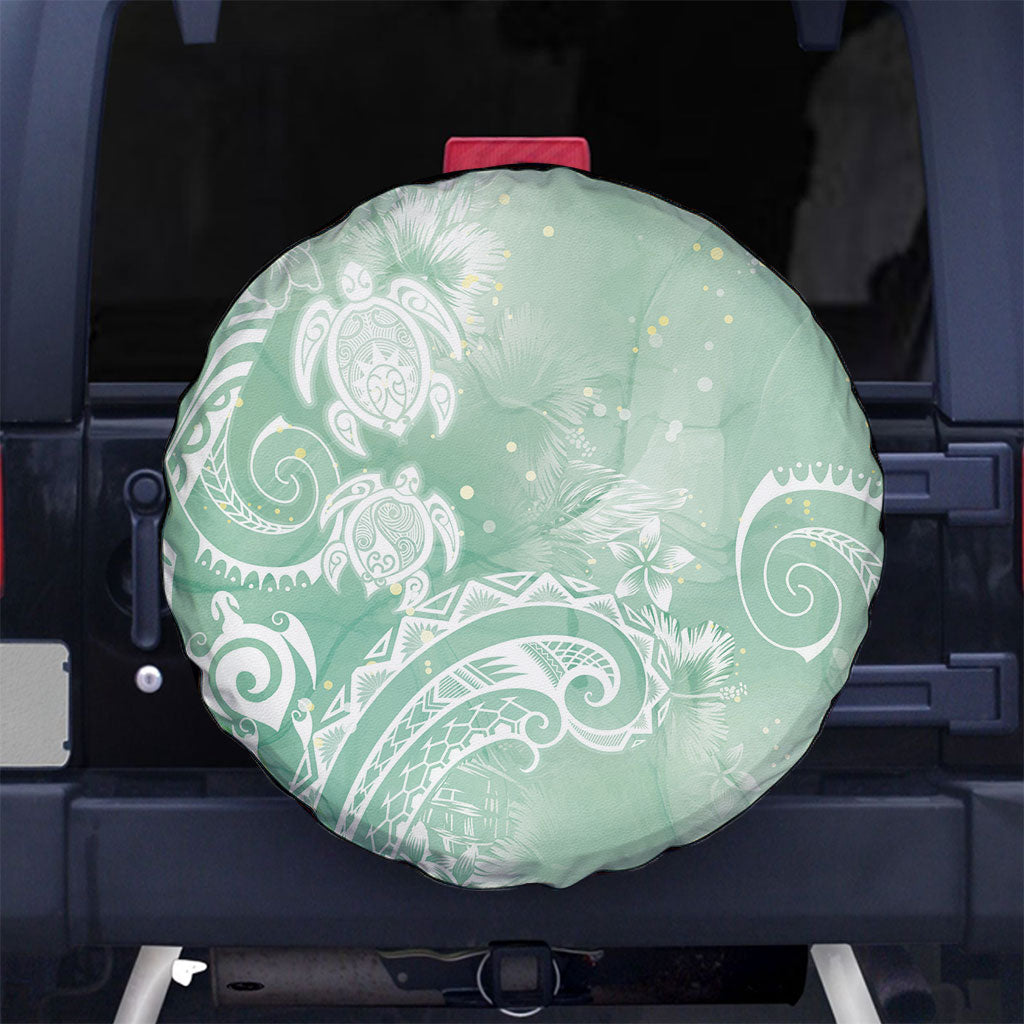 Aloha Hawaii Turtles Floral Spare Tire Cover Seafoam Marbles Glaze LT7 No hole Seafoam - Polynesian Pride