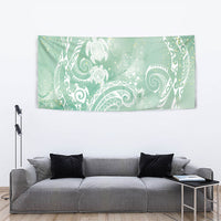 Aloha Hawaii Turtles Floral Tapestry Seafoam Marbles Glaze
