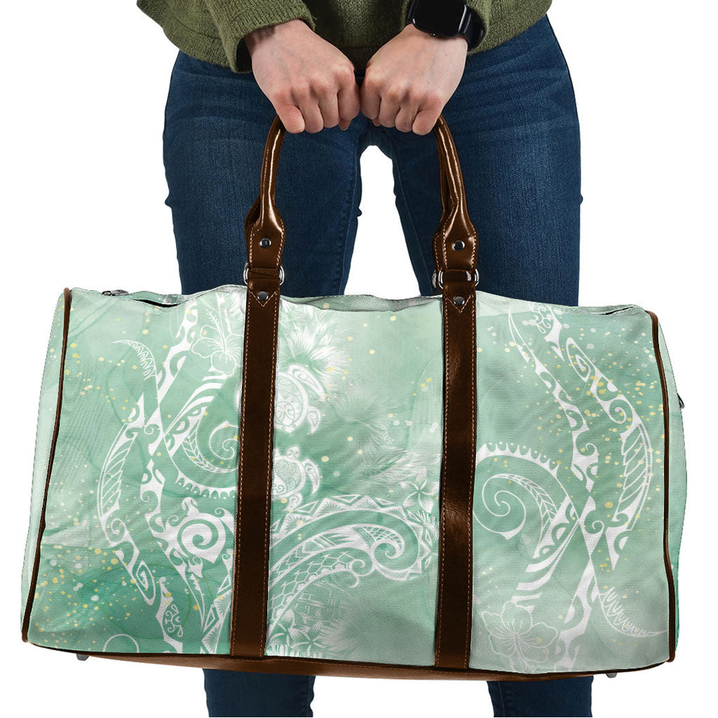 Aloha Hawaii Turtles Floral Travel Bag Seafoam Marbles Glaze LT7 Seafoam - Polynesian Pride