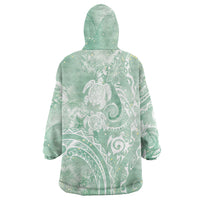 Aloha Hawaii Turtles Floral Wearable Blanket Hoodie Seafoam Marbles Glaze