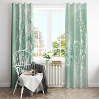 Aloha Hawaii Turtles Floral Window Curtain Seafoam Marbles Glaze