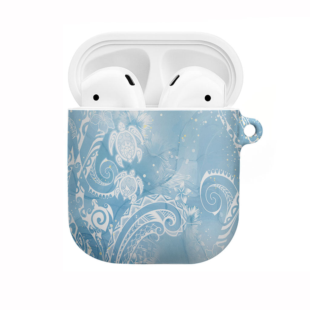 Aloha Hawaii Turtles Floral AirPods Case Aqua Marbles Glaze LT7 Aqua - Polynesian Pride