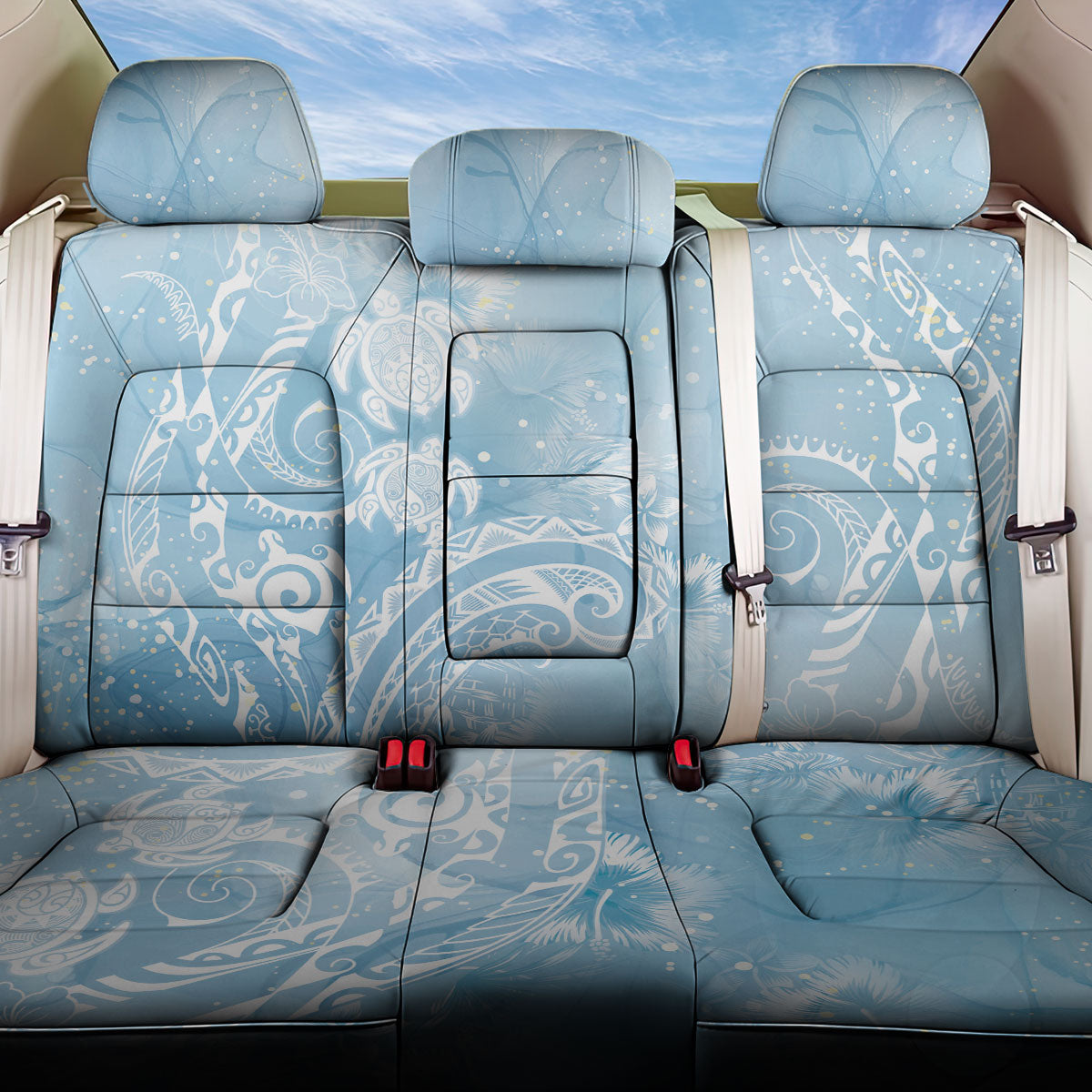 Aloha Hawaii Turtles Floral Back Car Seat Cover Aqua Marbles Glaze LT7 One Size Aqua - Polynesian Pride
