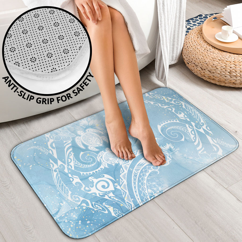 Aloha Hawaii Turtles Floral Bathroom Set Aqua Marbles Glaze