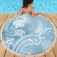 Aloha Hawaii Turtles Floral Beach Blanket Aqua Marbles Glaze