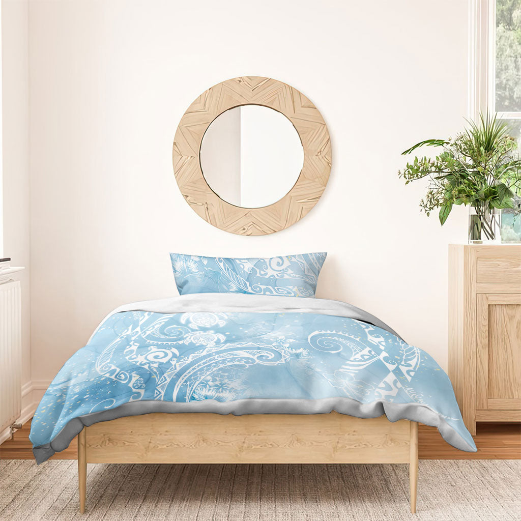 Aloha Hawaii Turtles Floral Bedding Set Aqua Marbles Glaze