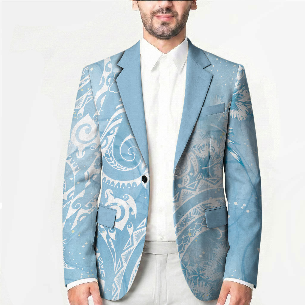 Aloha Hawaii Turtles Floral Blazer Aqua Marbles Glaze