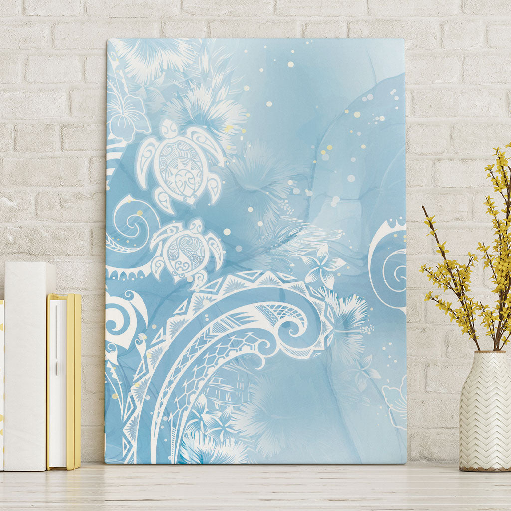 Aloha Hawaii Turtles Floral Canvas Wall Art Aqua Marbles Glaze