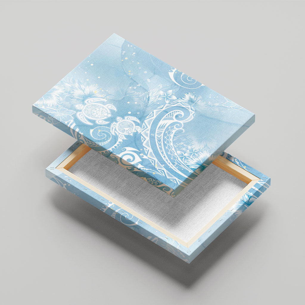 Aloha Hawaii Turtles Floral Canvas Wall Art Aqua Marbles Glaze