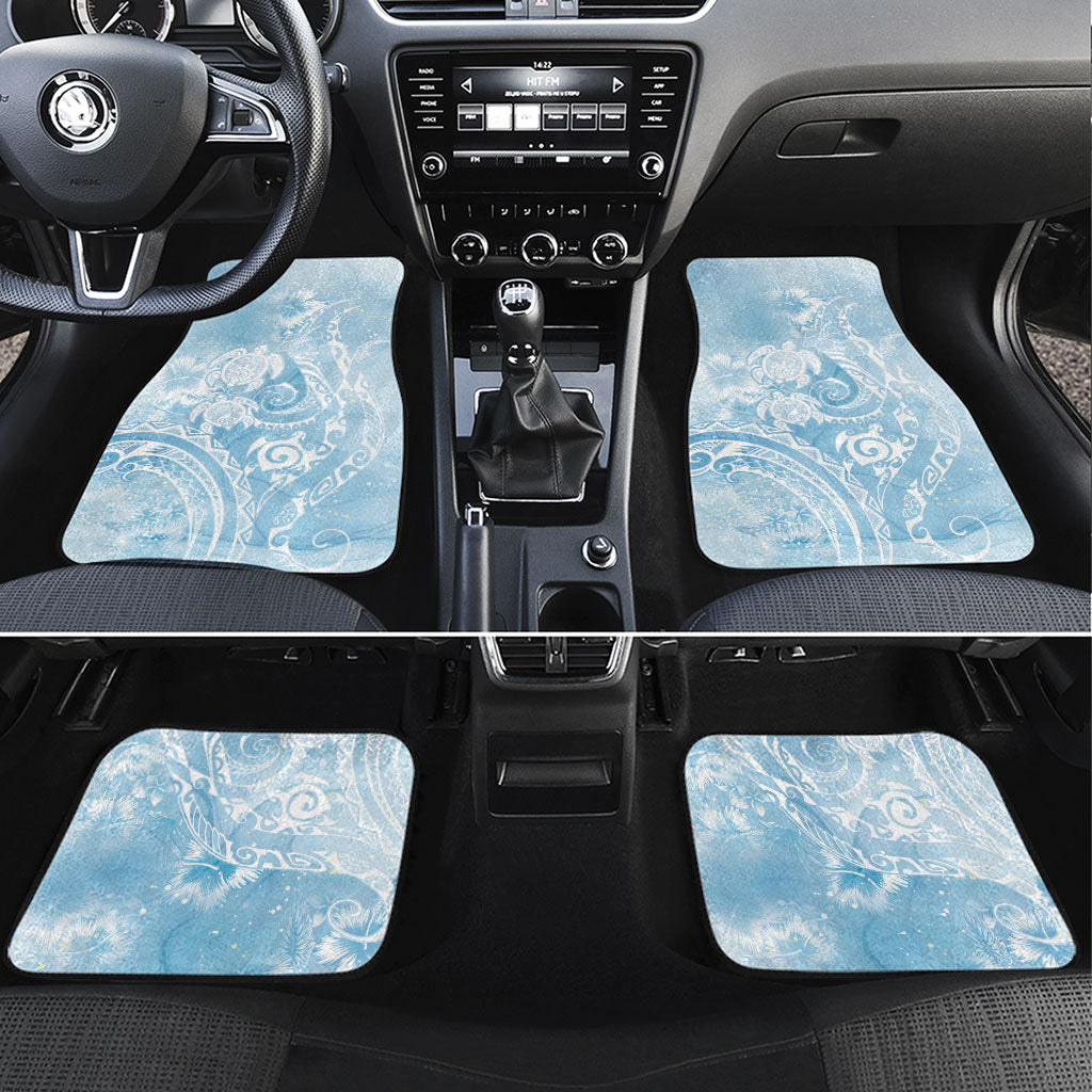 Aloha Hawaii Turtles Floral Car Mats Aqua Marbles Glaze LT7 Set 4pcs Aqua - Polynesian Pride