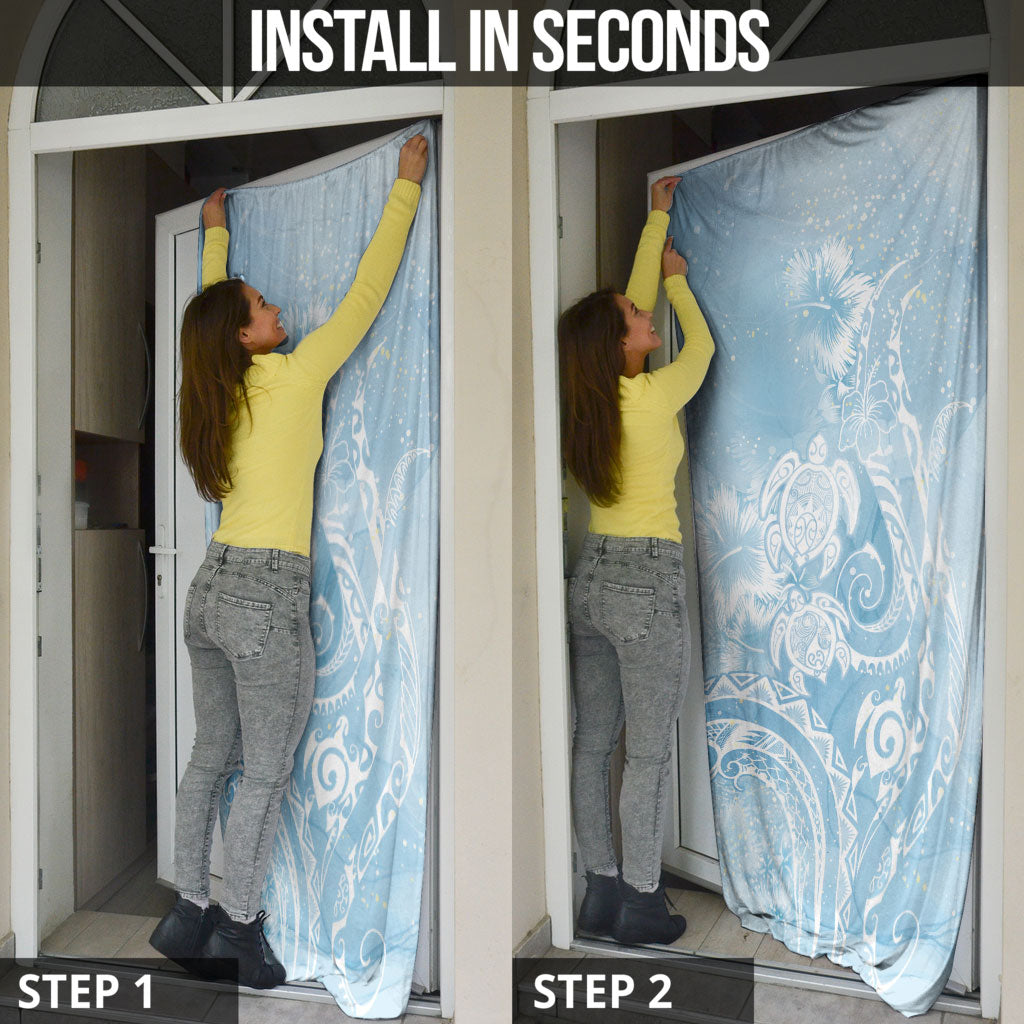 Aloha Hawaii Turtles Floral Door Cover Aqua Marbles Glaze