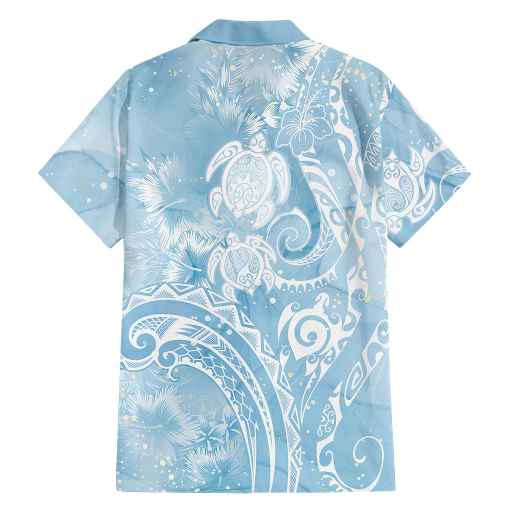 Aloha Hawaii Turtles Floral Family Matching Mermaid Dress and Hawaiian Shirt Aqua Marbles Glaze