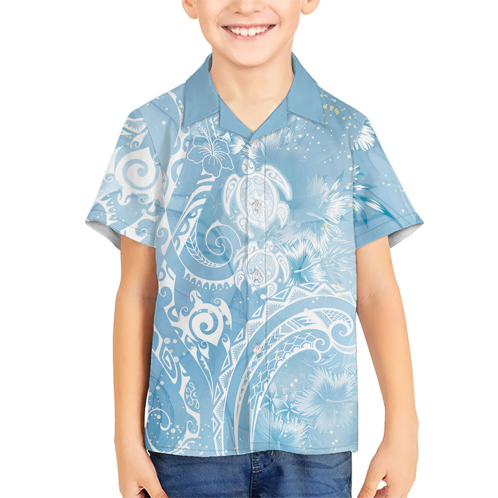 Aloha Hawaii Turtles Floral Family Matching Mermaid Dress and Hawaiian Shirt Aqua Marbles Glaze