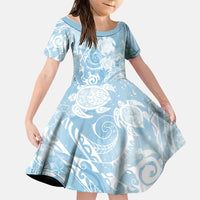 Aloha Hawaii Turtles Floral Family Matching Off Shoulder Maxi Dress and Hawaiian Shirt Aqua Marbles Glaze