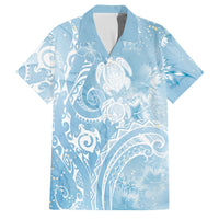 Aloha Hawaii Turtles Floral Family Matching Short Sleeve Bodycon Dress and Hawaiian Shirt Aqua Marbles Glaze