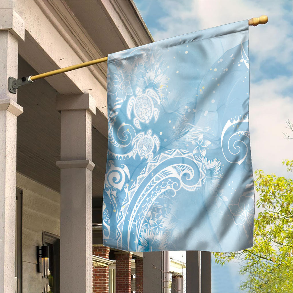 Aloha Hawaii Turtles Floral Garden Flag Aqua Marbles Glaze LT7 House Flag Aqua - Polynesian Pride