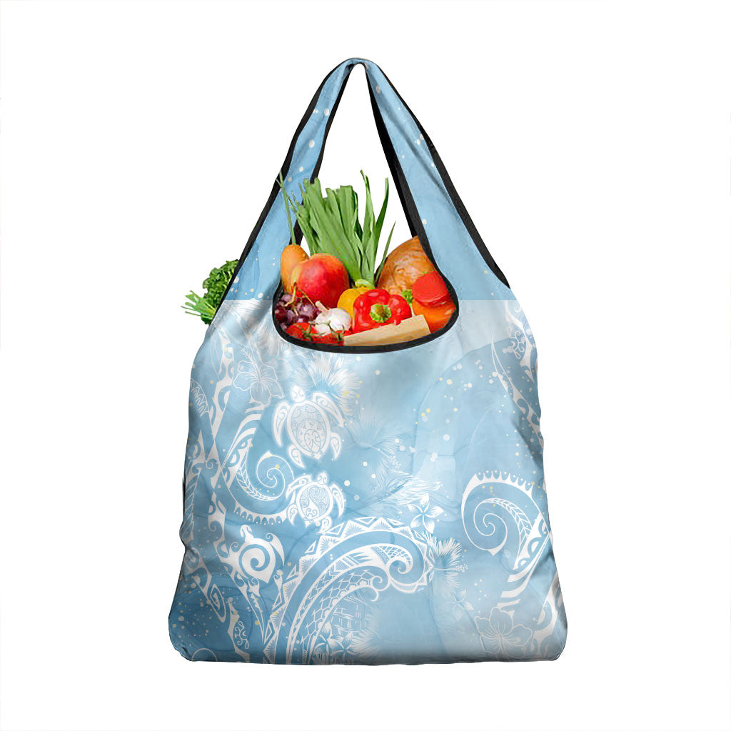 Aloha Hawaii Turtles Floral Grocery Bag Aqua Marbles Glaze LT7 1-pack One Size Aqua - Polynesian Pride