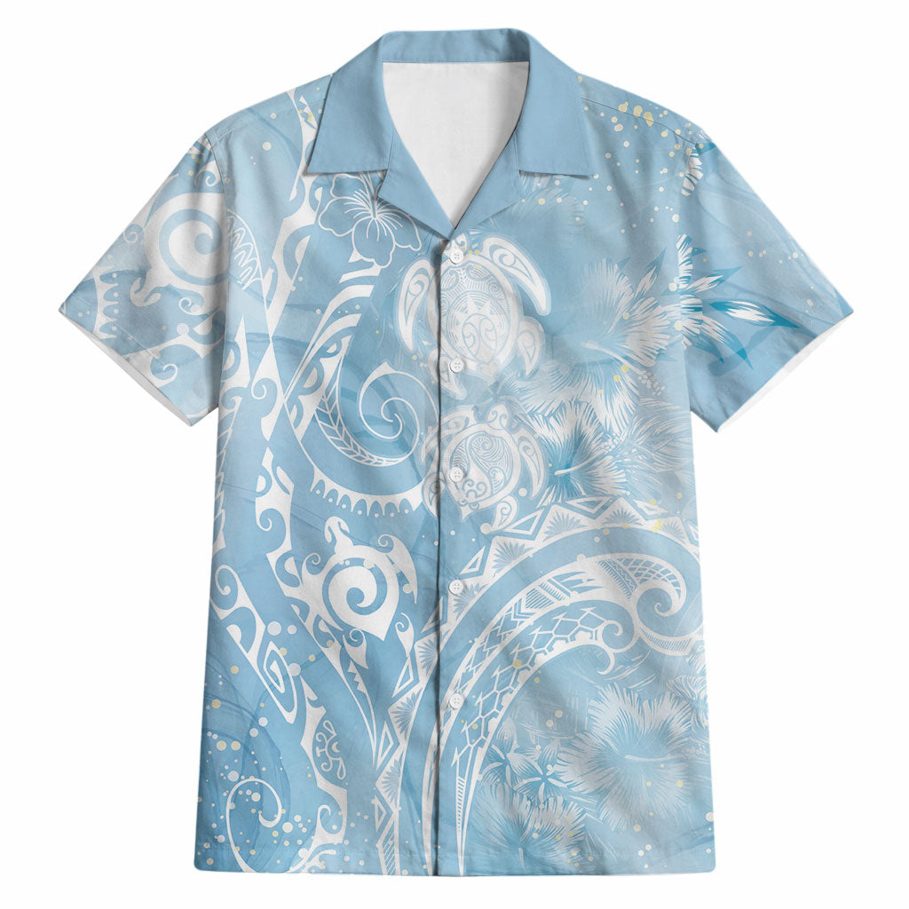Aloha Hawaii Turtles Floral Hawaiian Shirt Aqua Marbles Glaze LT7 Aqua - Polynesian Pride