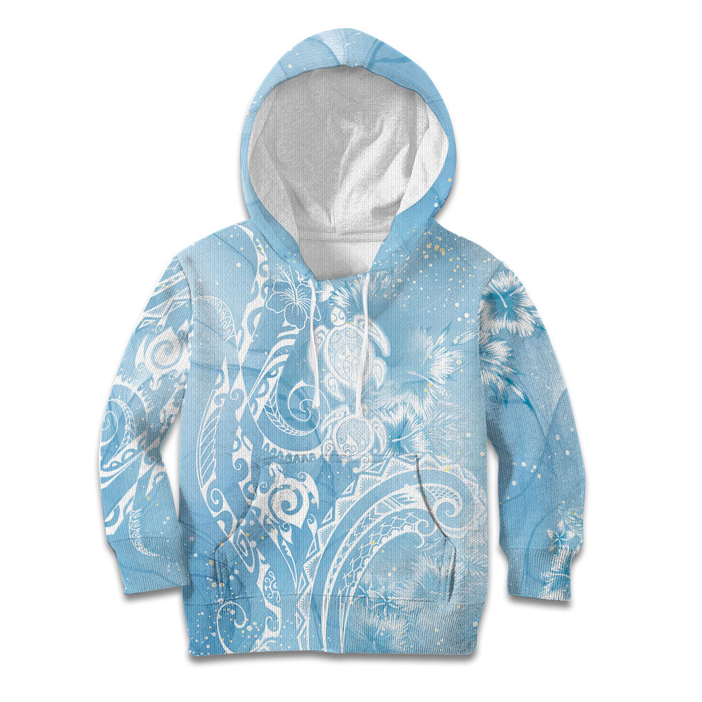 Aloha Hawaii Turtles Floral Kid Hoodie Aqua Marbles Glaze LT7 Hoodie Aqua - Polynesian Pride