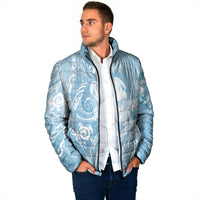 Aloha Hawaii Turtles Floral Padded Jacket Aqua Marbles Glaze