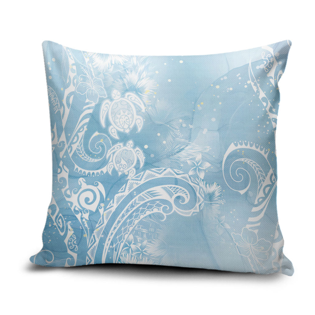 Aloha Hawaii Turtles Floral Pillow Cover Aqua Marbles Glaze LT7 Aqua - Polynesian Pride