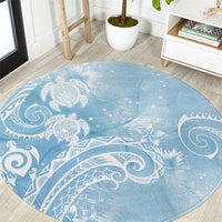 Aloha Hawaii Turtles Floral Round Carpet Aqua Marbles Glaze