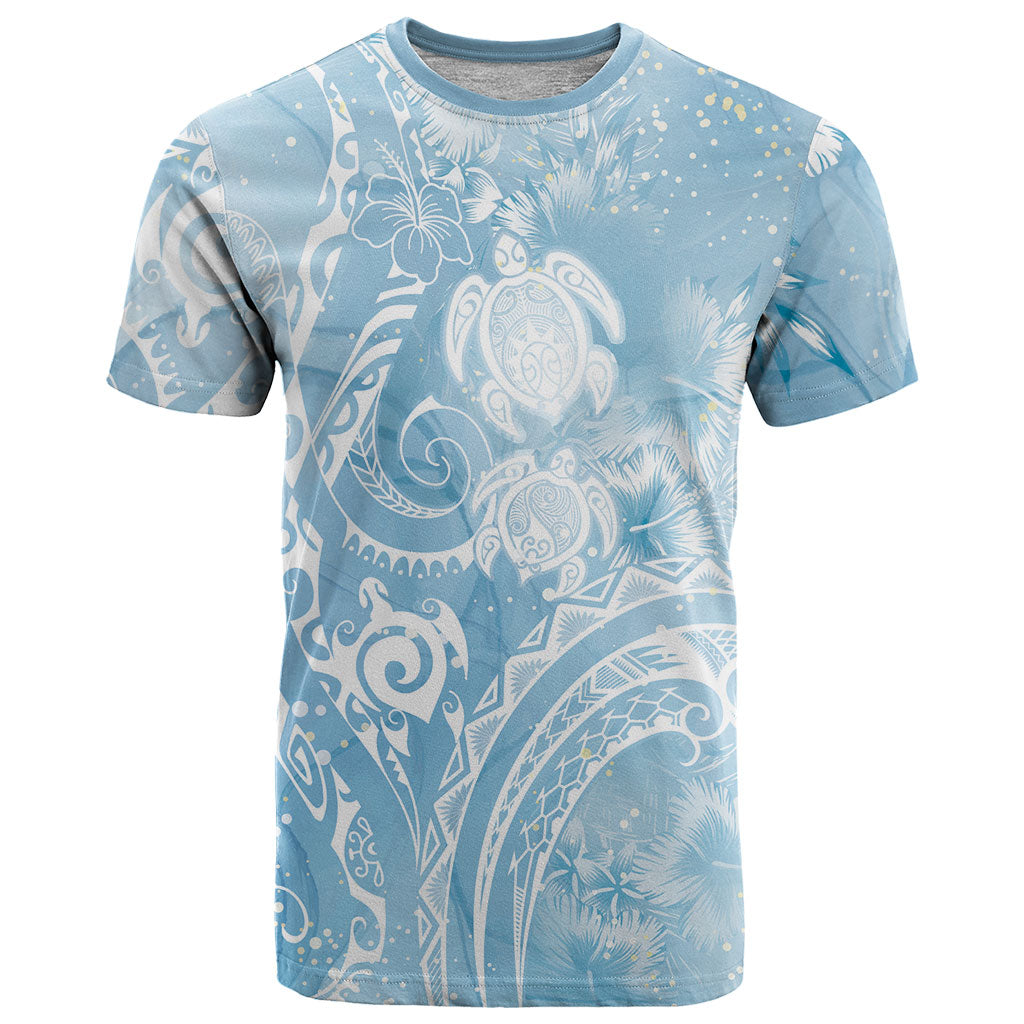 Aloha Hawaii Turtles Floral T Shirt Aqua Marbles Glaze LT7 Aqua - Polynesian Pride