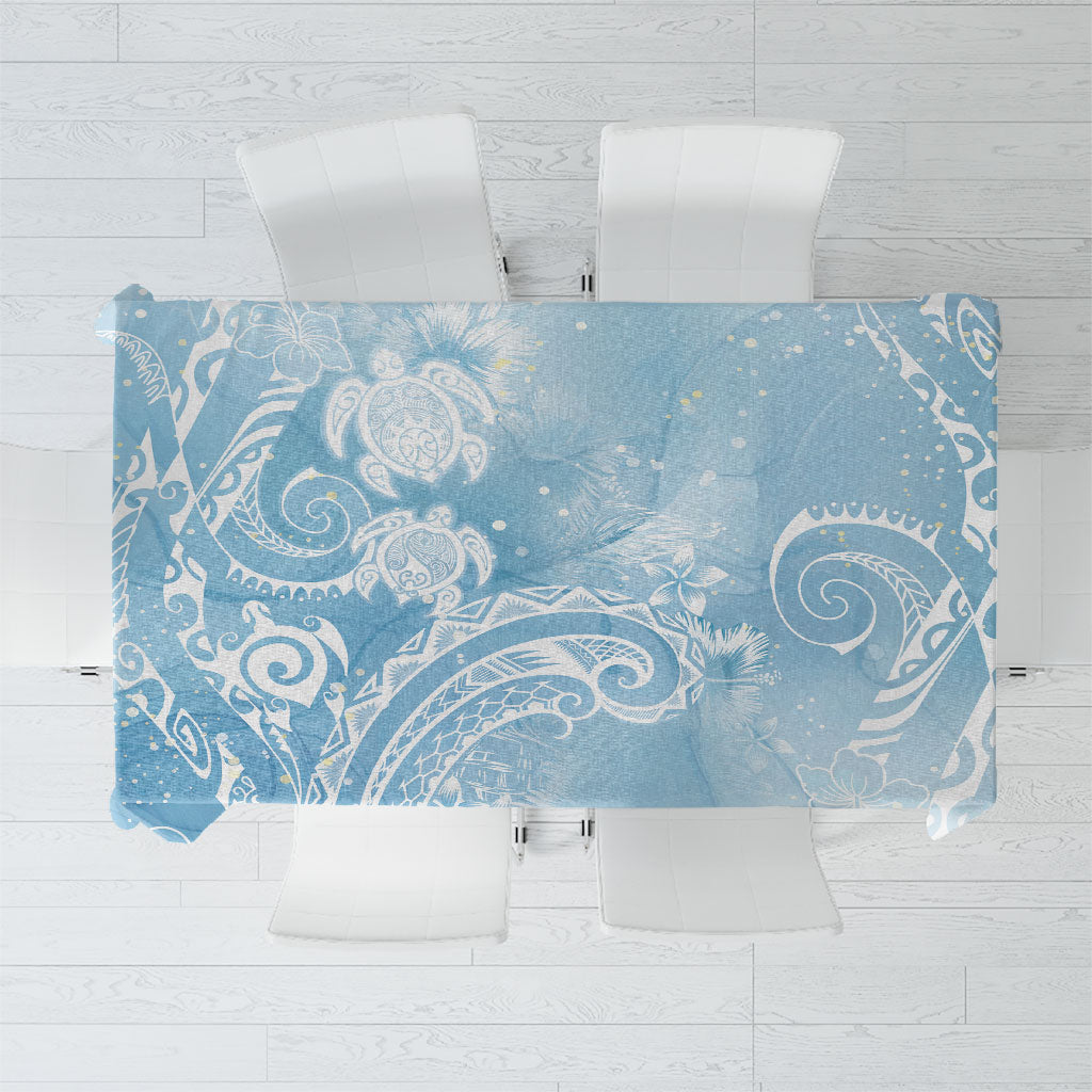 Aloha Hawaii Turtles Floral Tablecloth Aqua Marbles Glaze