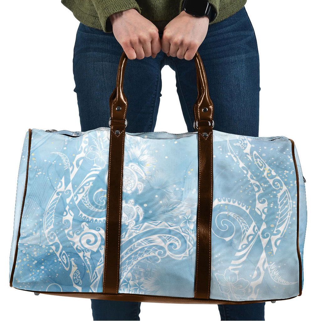 Aloha Hawaii Turtles Floral Travel Bag Aqua Marbles Glaze LT7 Aqua - Polynesian Pride