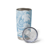 Aloha Hawaii Turtles Floral Tumbler Cup Aqua Marbles Glaze