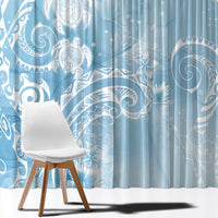 Aloha Hawaii Turtles Floral Window Curtain Aqua Marbles Glaze