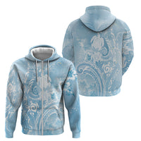 Aloha Hawaii Turtles Floral Zip Hoodie Aqua Marbles Glaze
