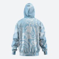 Aloha Hawaii Turtles Floral Zip Hoodie Aqua Marbles Glaze