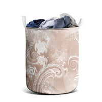 Aloha Hawaii Turtles Floral Laundry Basket Taupe Marbles Glaze