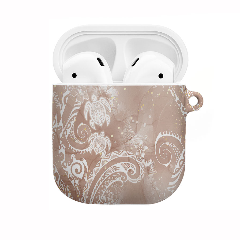 Aloha Hawaii Turtles Floral AirPods Case Taupe Marbles Glaze LT7 Taupe - Polynesian Pride