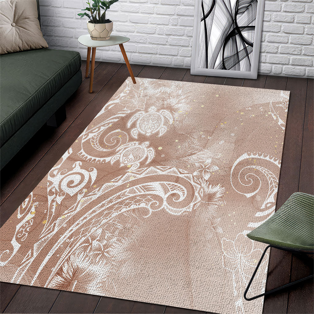 Aloha Hawaii Turtles Floral Area Rug Taupe Marbles Glaze LT7 Taupe - Polynesian Pride