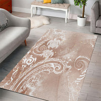 Aloha Hawaii Turtles Floral Area Rug Taupe Marbles Glaze