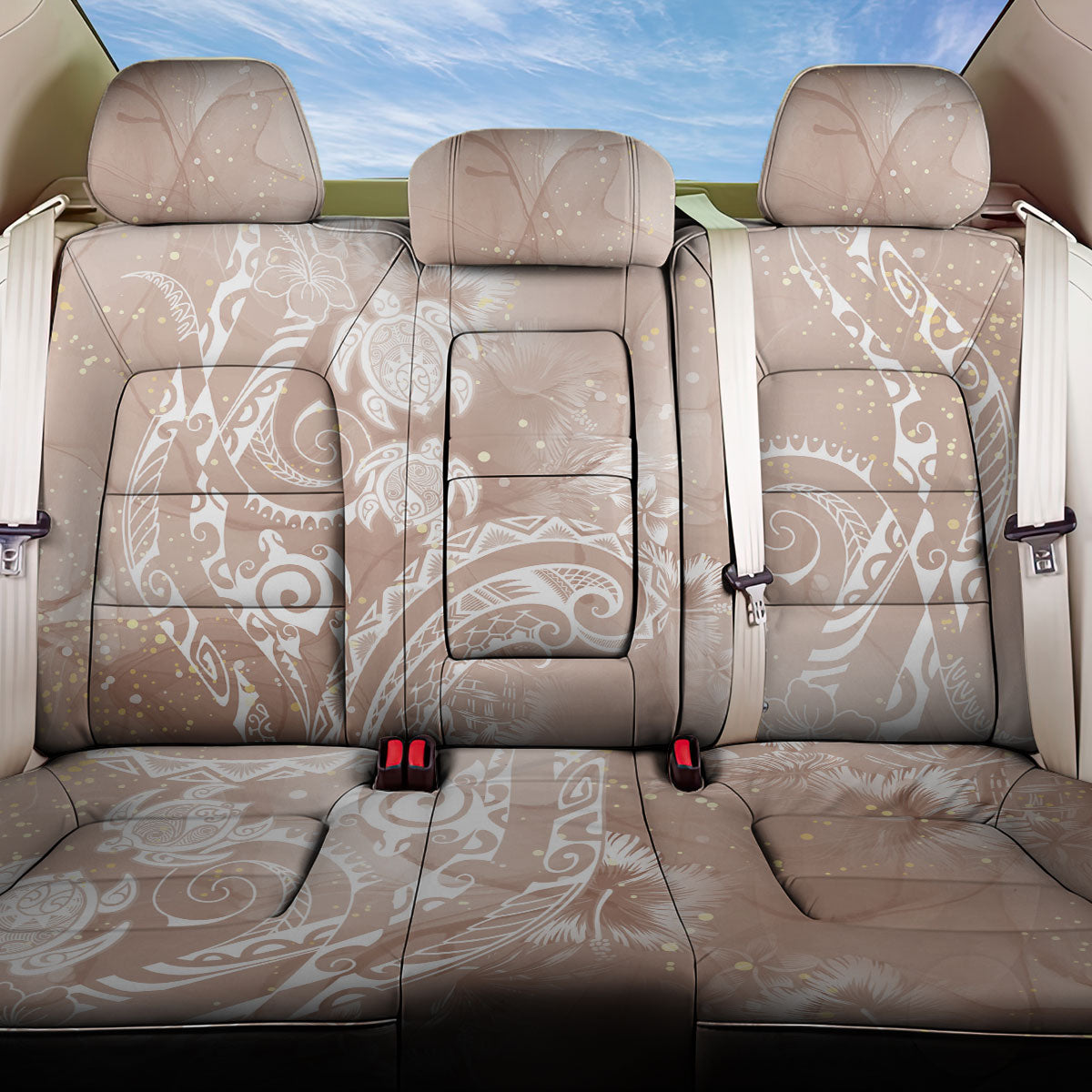 Aloha Hawaii Turtles Floral Back Car Seat Cover Taupe Marbles Glaze LT7 One Size Taupe - Polynesian Pride