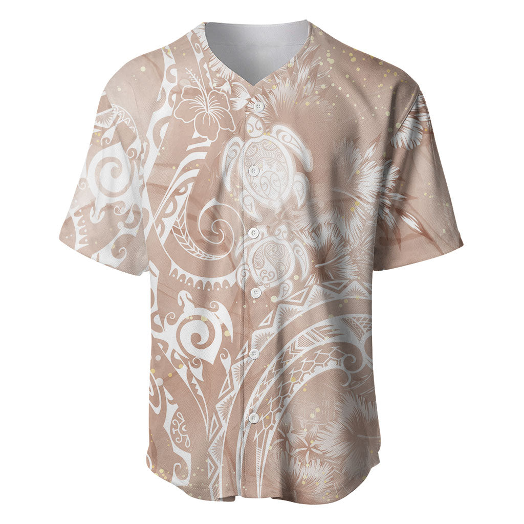Aloha Hawaii Turtles Floral Baseball Jersey Taupe Marbles Glaze LT7 Taupe - Polynesian Pride