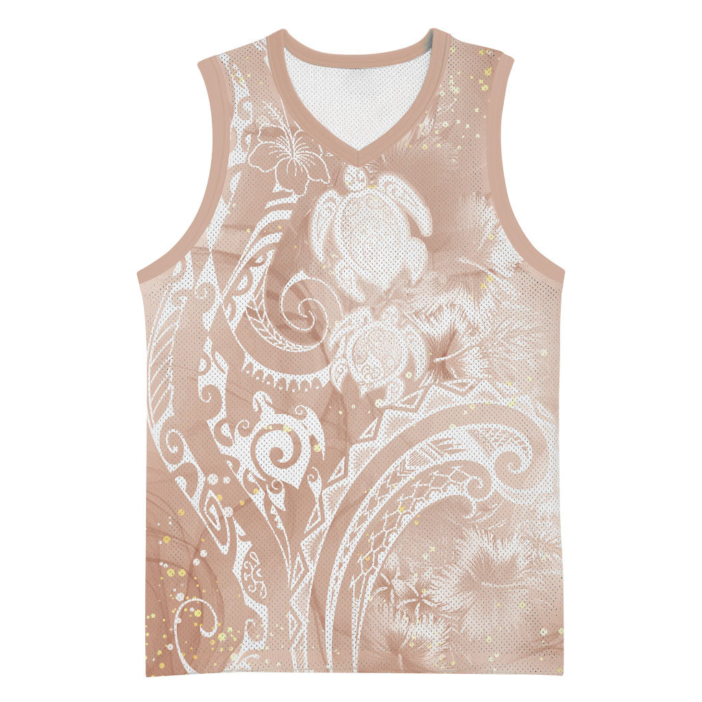 Aloha Hawaii Turtles Floral Basketball Jersey Taupe Marbles Glaze LT7 Unisex Taupe - Polynesian Pride