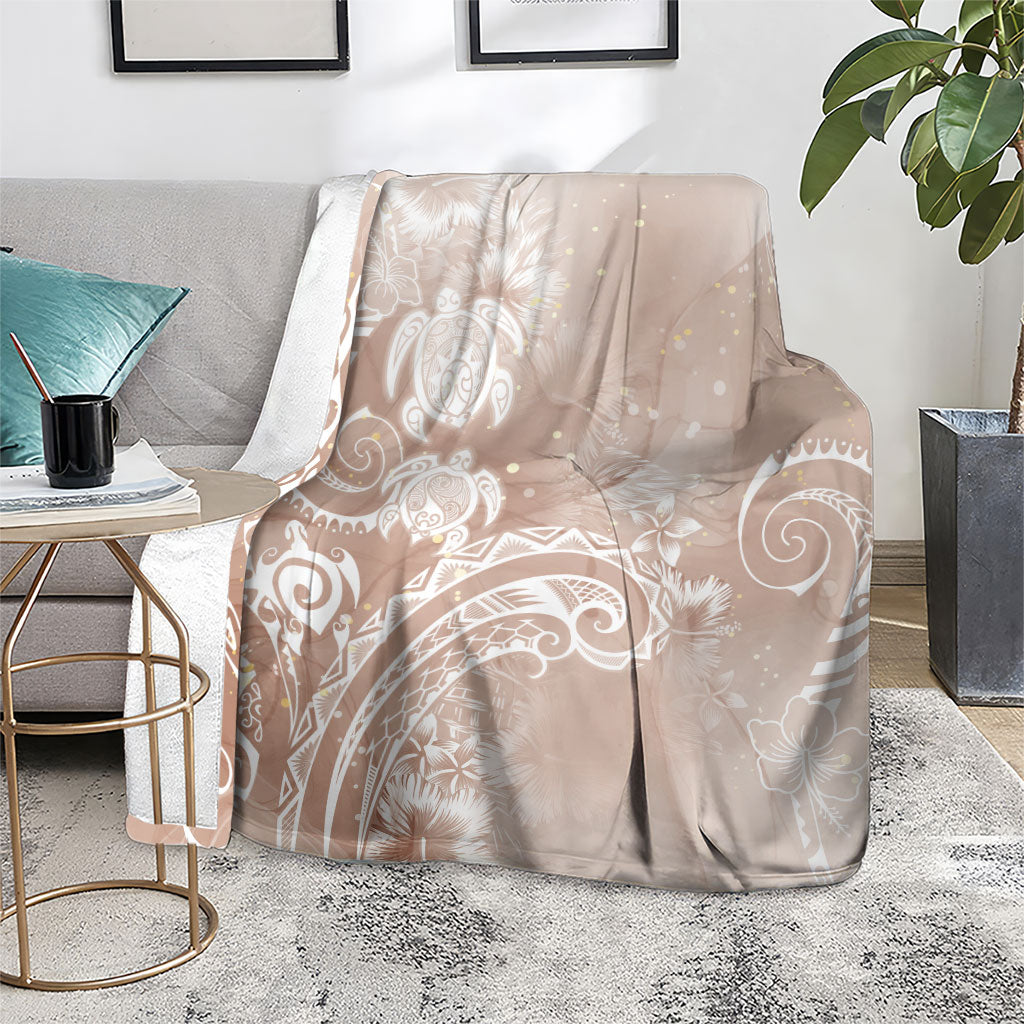 Aloha Hawaii Turtles Floral Blanket Taupe Marbles Glaze