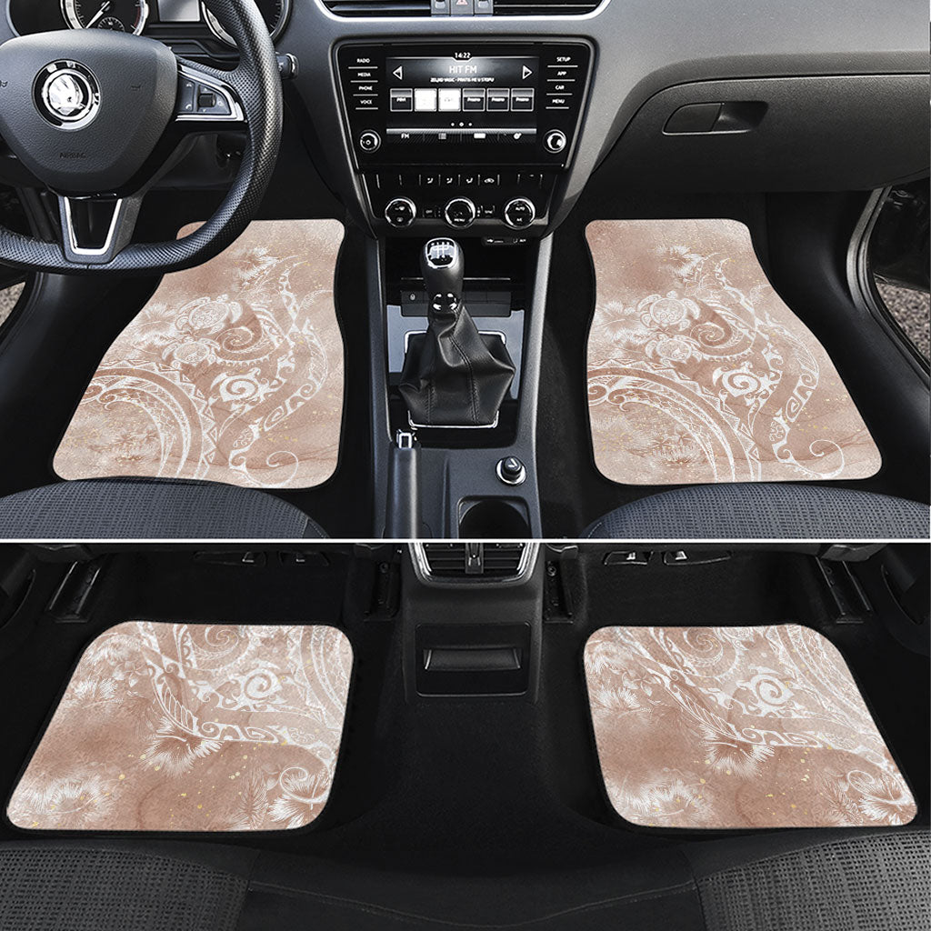 Aloha Hawaii Turtles Floral Car Mats Taupe Marbles Glaze LT7 Set 4pcs Taupe - Polynesian Pride